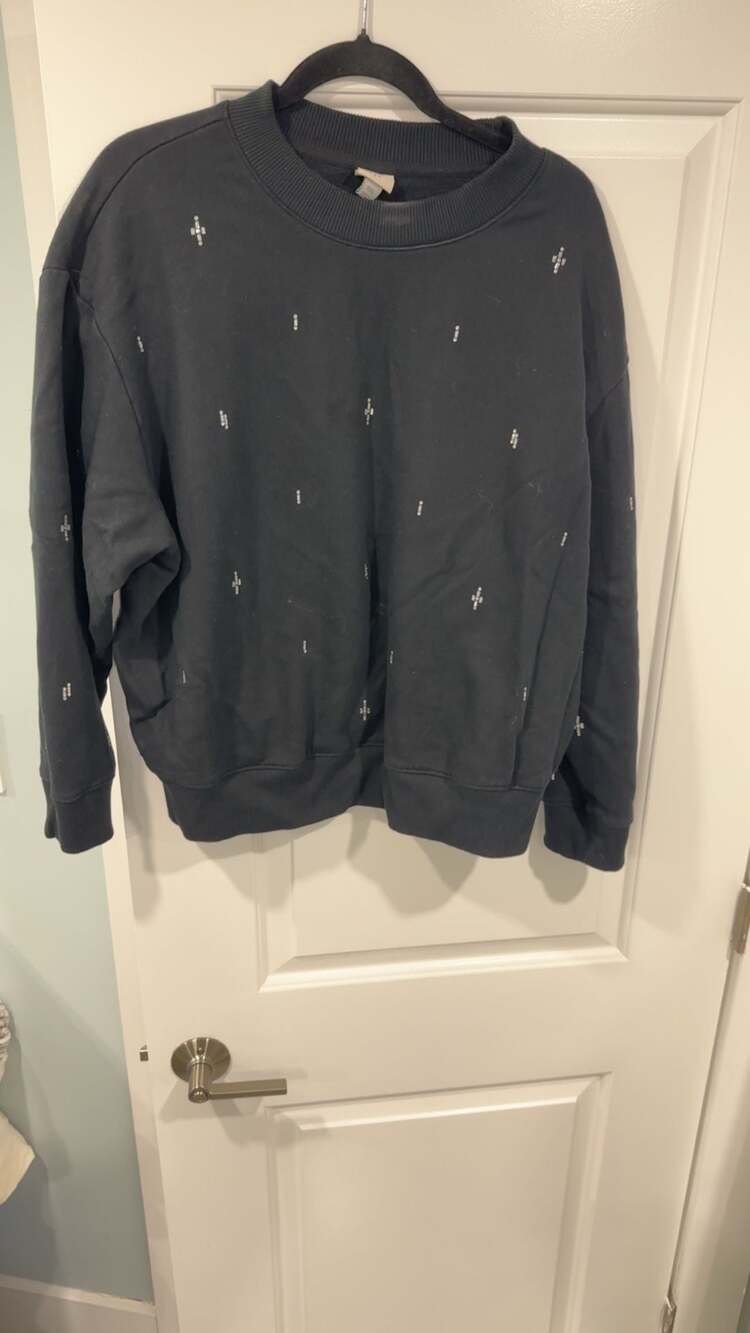 A New Day Black Embellished Rhinestone Crewneck Sweatshirt XXL